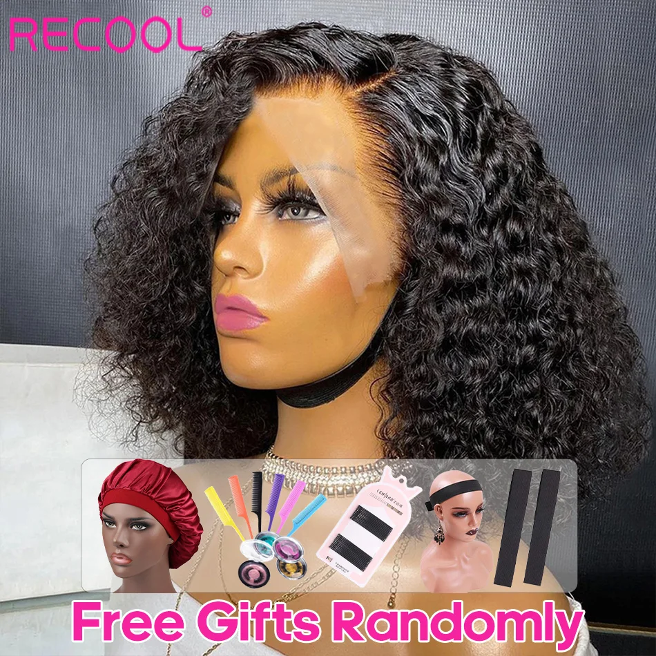 Human hair wig Lace front wigs Recool Hair Curly Human Hair Wig Bob Wig Lace Front Human Wigs for Women Ready To Go Curly Bob