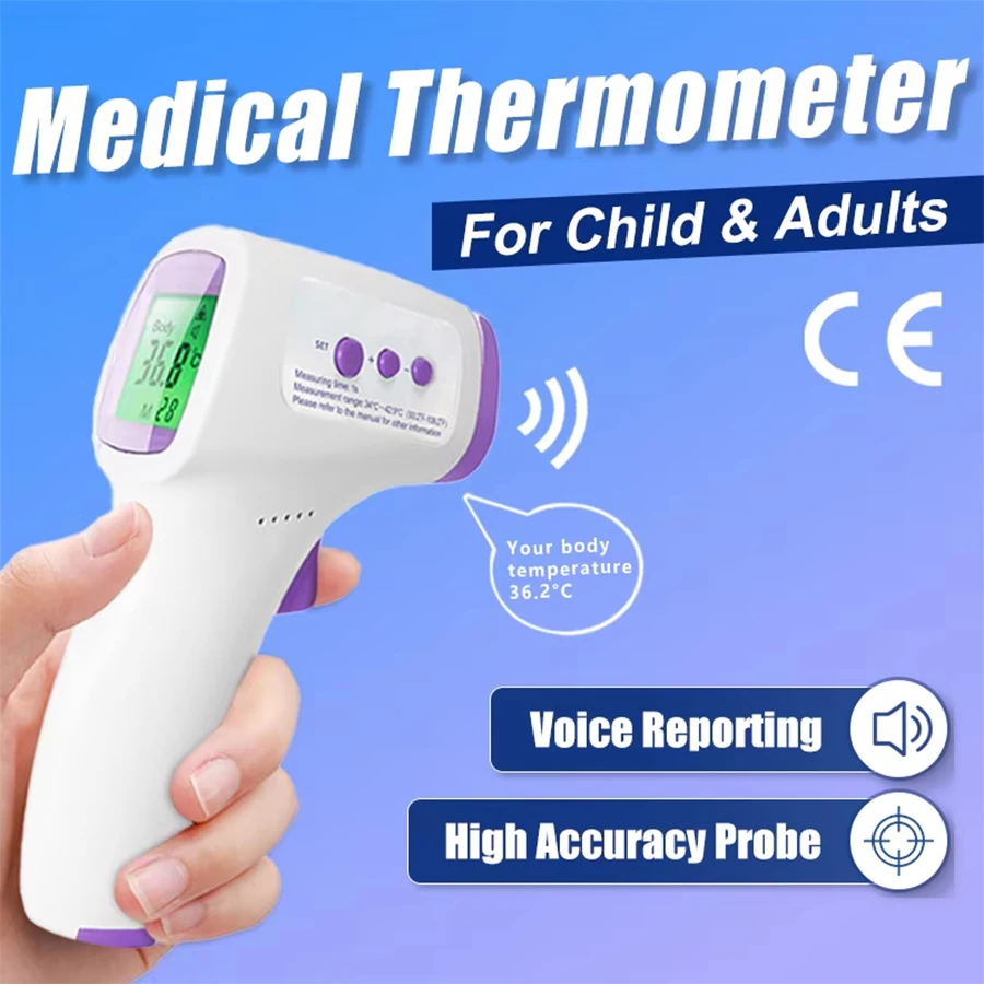 Infrared Forehead Thermometer / Non-Contact Body Thermometer / Electronic Thermometer / Family Essential, One-Button Start, Easy Operation, Digital Led Display, Easy to Read.