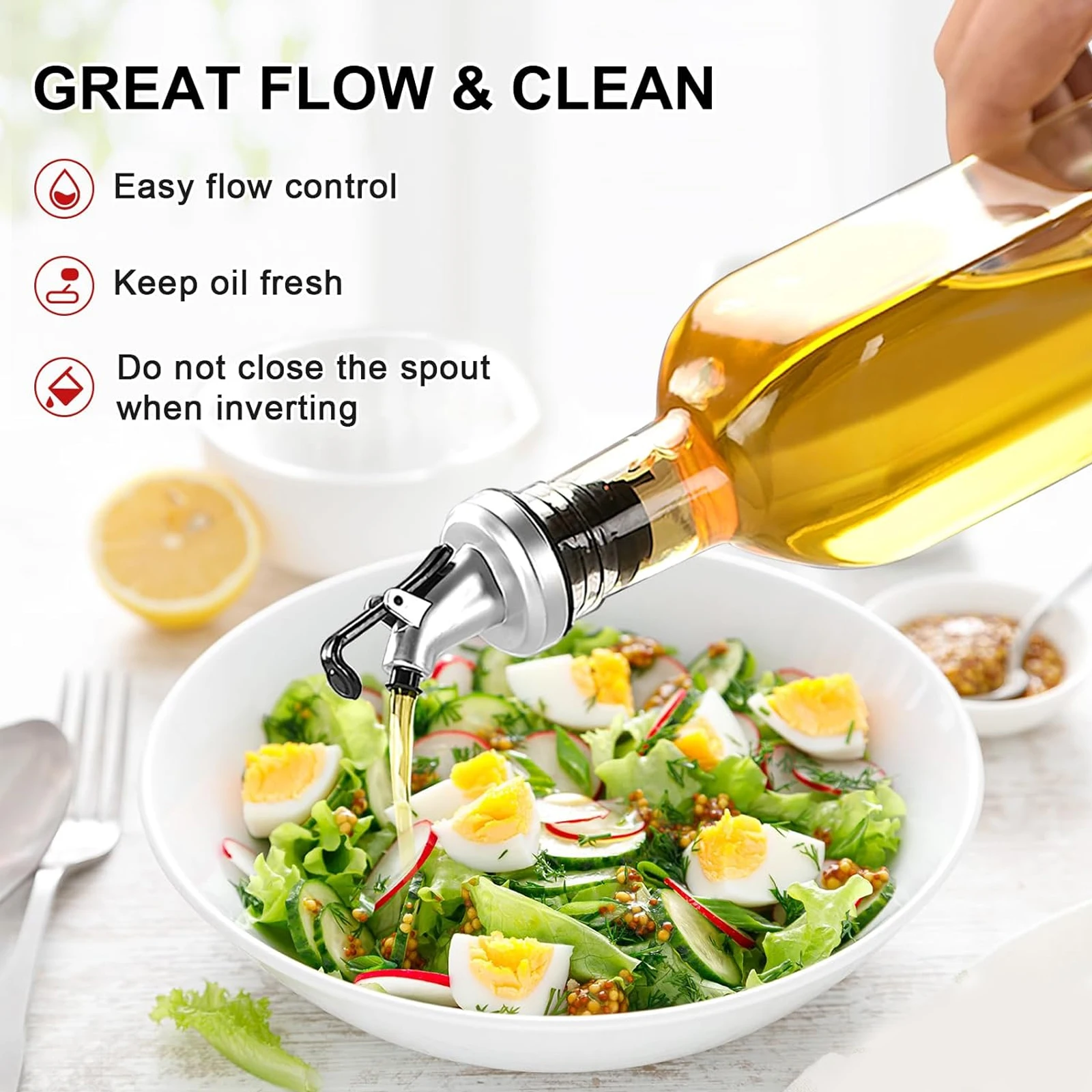 Oil Spray Dispenser Oil Container Food Storage Container 2Pcs 17oz Olive Oil Dispenser Bottle Oil Vinegar Dispenser Set For Kitchen 2 Spout Funnel Pen Labels