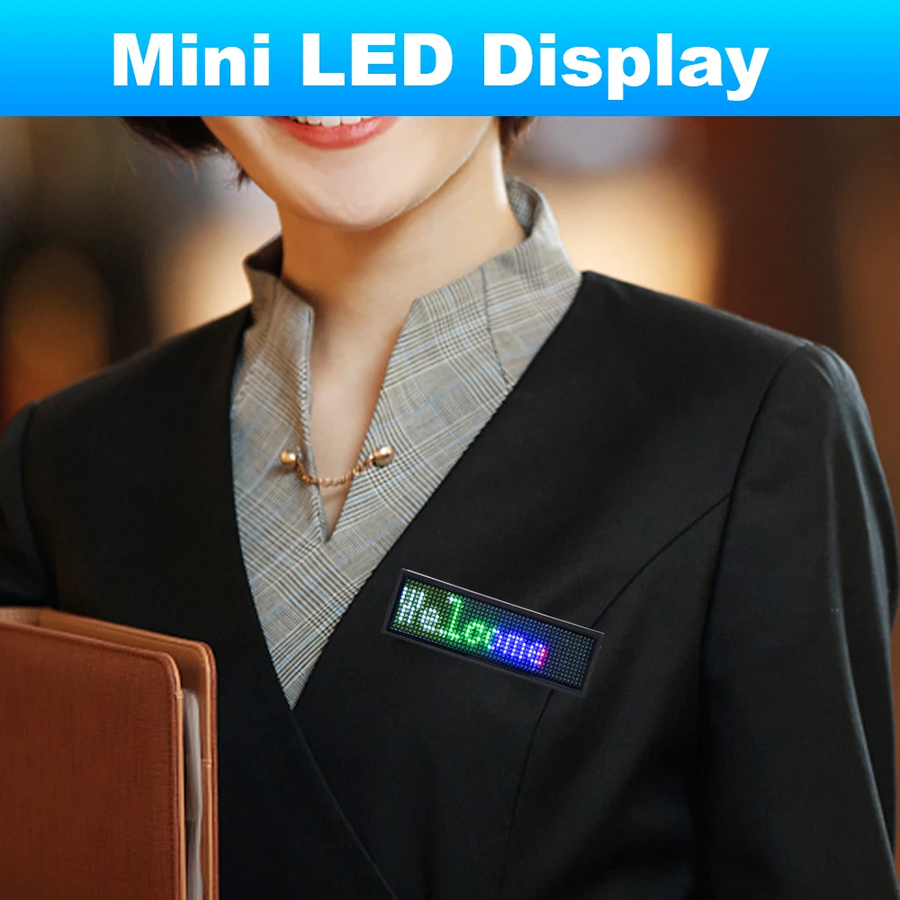 50% Off-wiederaufladbare Digital Led Badge Mini Bluetooth LED