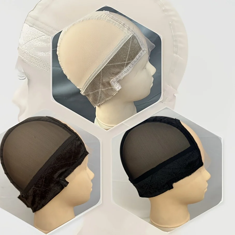 3 pcs U-Type Lace Wig Grip Cap, Adjustable Wig Cap with Headband, Non-Slip Gripper to Keep Wigs Lace Front In Place MSHL-023