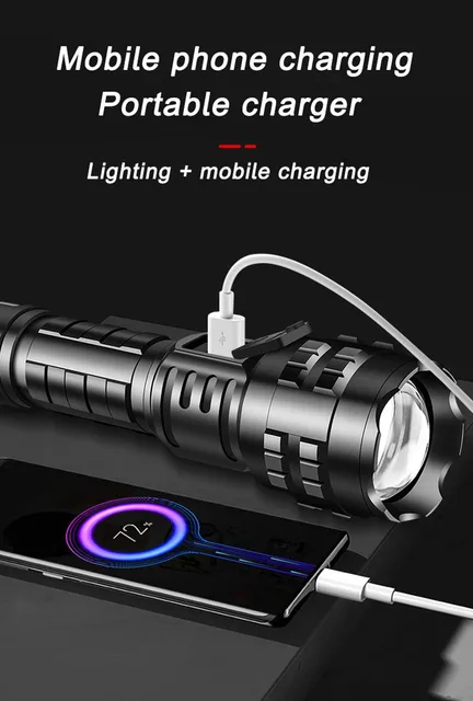 Torcia LED Ricaricabile USB 35.000.000 Lumens - Super Luminosa, Impermeabile