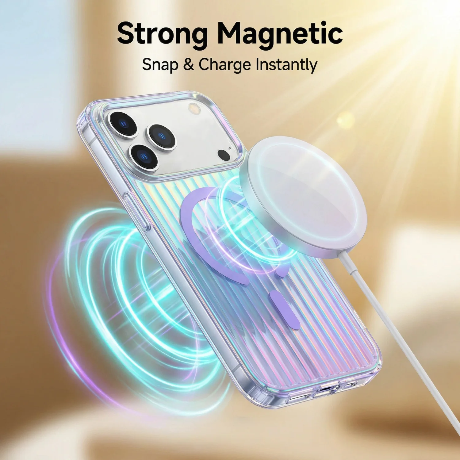 Gradient Stripe Magnetic Phone Case with Flat Back Design