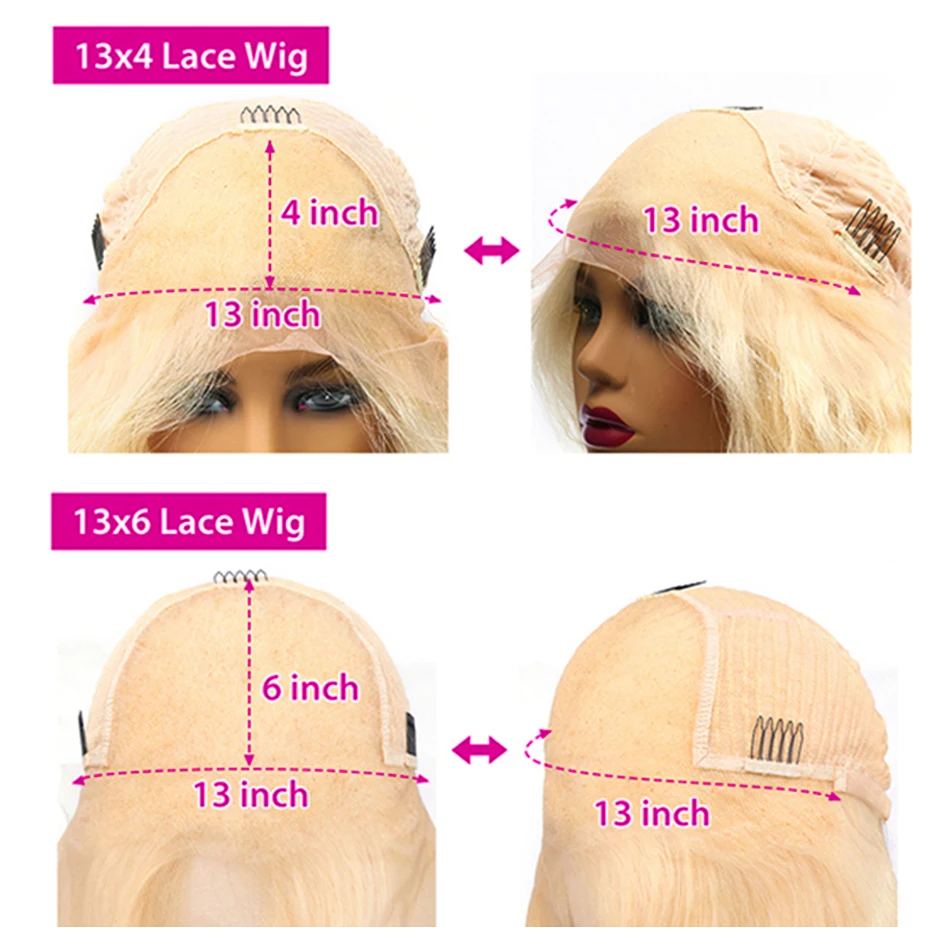 Human Hair Wig 613 Blonde Bone Straight 13x6 13x4 Lace Front Brazilian 250% Colored For Women 30 34 Inch