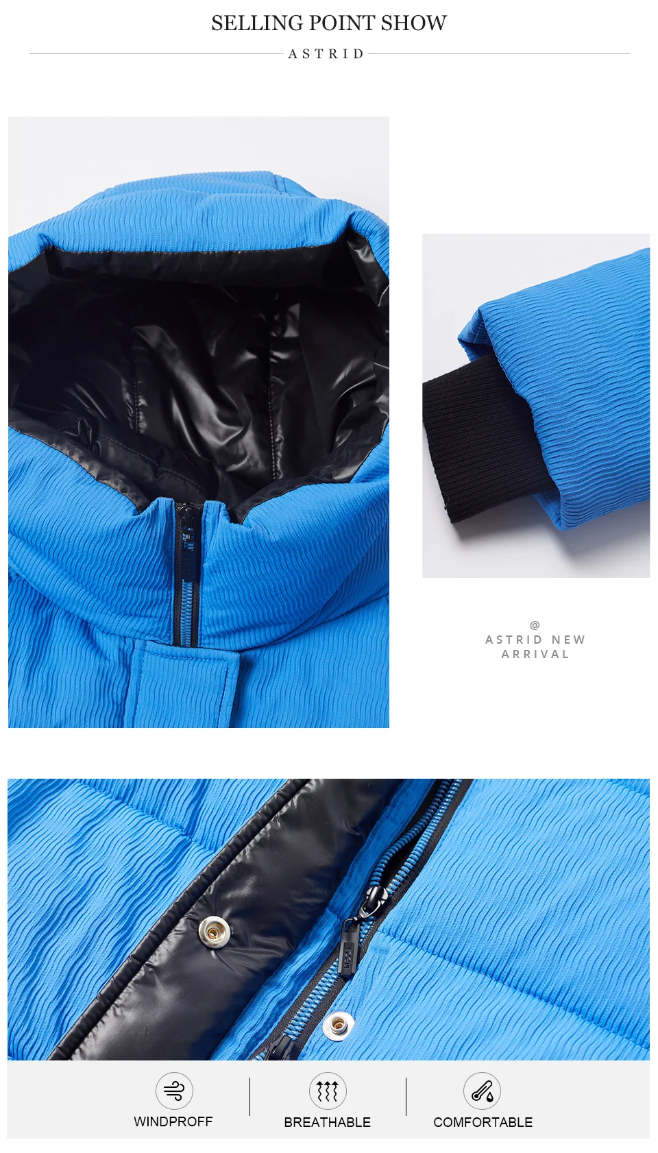 Astrid Women's Jacket Winter 2023 Plus Size Women Parka Contrast Warm Down Jackets Hooded Quilted Cotton Coat Female Clothing