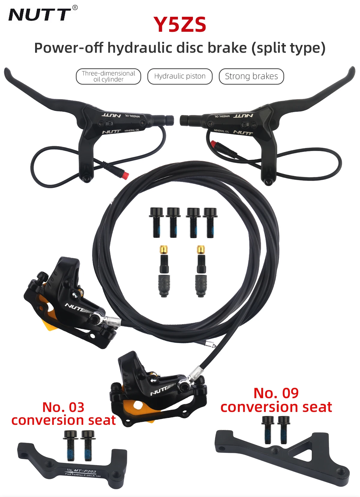 Description Picture 3 of itemNUTT Y5ZS Power-off Four-Piston Hydraulic Disc Brake Electric Bicycle/Scooter 140 160 180 Rotor for KUGOO Dualtron Kaabo Mantis