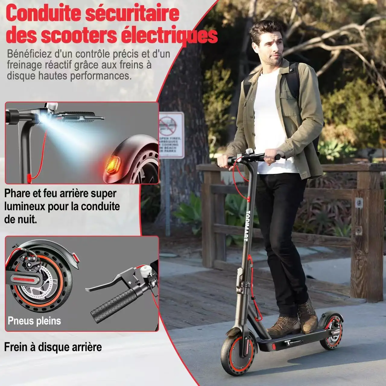 Trottinette électrique TODIMART T3 – 30km/h, Autonomie 30km, 11kg – Livraison Rapide