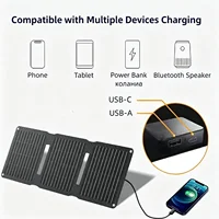 Chargeur solaire JINGYANG PV 35W avec ports USB-A et USB-C, chargeur solaire portable pliable à 24% d'efficacité, compatible avec les téléphones portables, les batteries externes, chargeur solaire pour sac à dos. 7