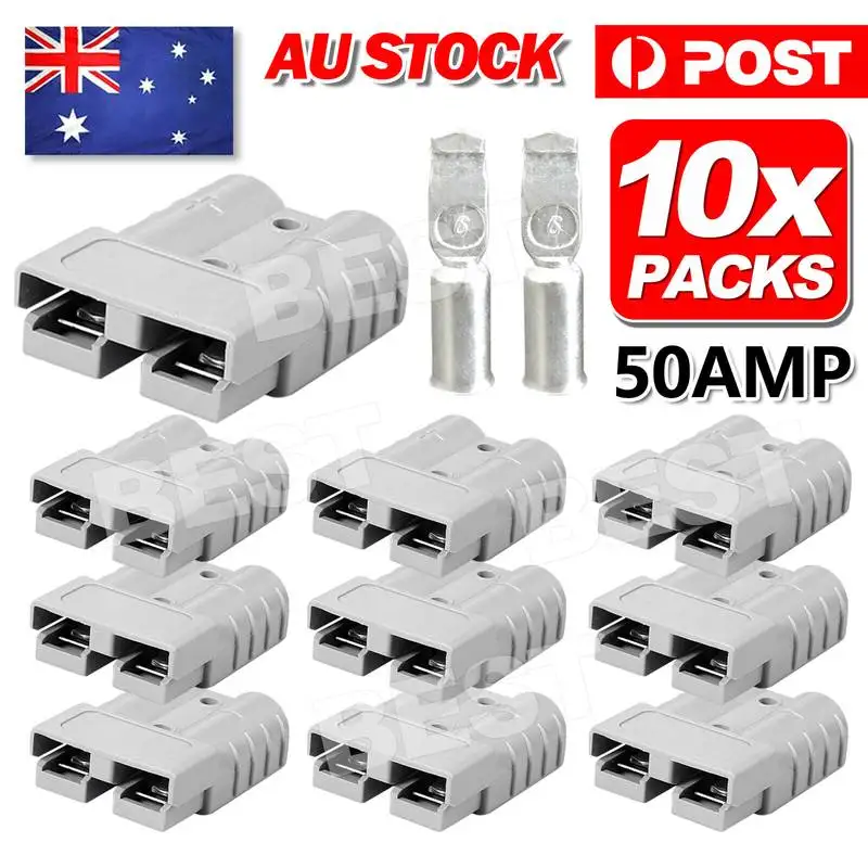 10X Anderson Style Plug Connectors 50 AMP 6AWG 12-24V DC Power Tool AU