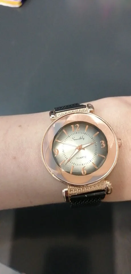 Women's Quartz Wrist Watch, 1 Piece, New Women's Chronograph, Magnetic Buckle, Geometric Pattern, For Women photo review