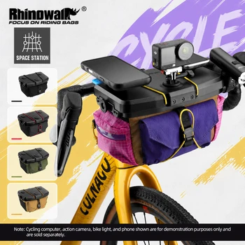 Borsa Modulare per Manubrio Bici Rhinowalk 3.3L, Borsa Frontale a Sgancio Rapido per Ciclismo, Supporta Montaggio di Luce, Fotocamera e Telefono
