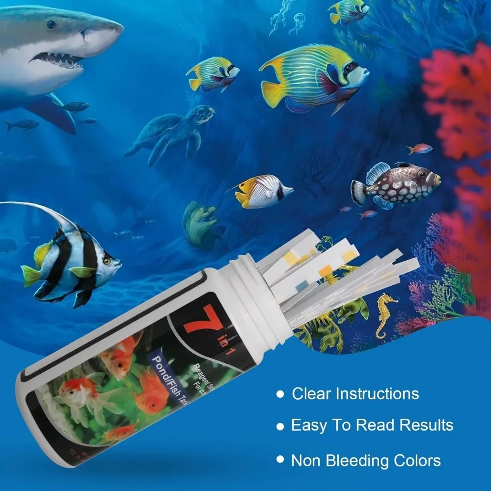 Aquarium Test Strip 7in1/16in1 Water Quality Fish Tank Test Strip Kit Freshwater Saltwater Aquarium Water pH Strips 100pcs