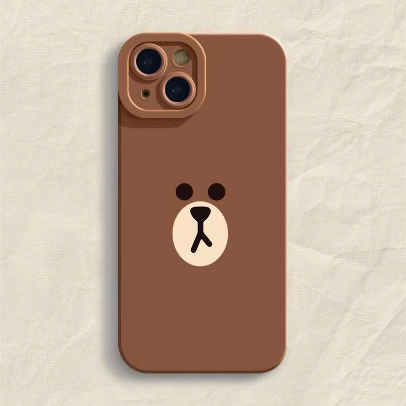 

Cute Bear Cartoon Plain Silicone Soft Case for iPhone 11 12 13 14 Pro Max 7/8/ SE PLUS X/XS MAX XR