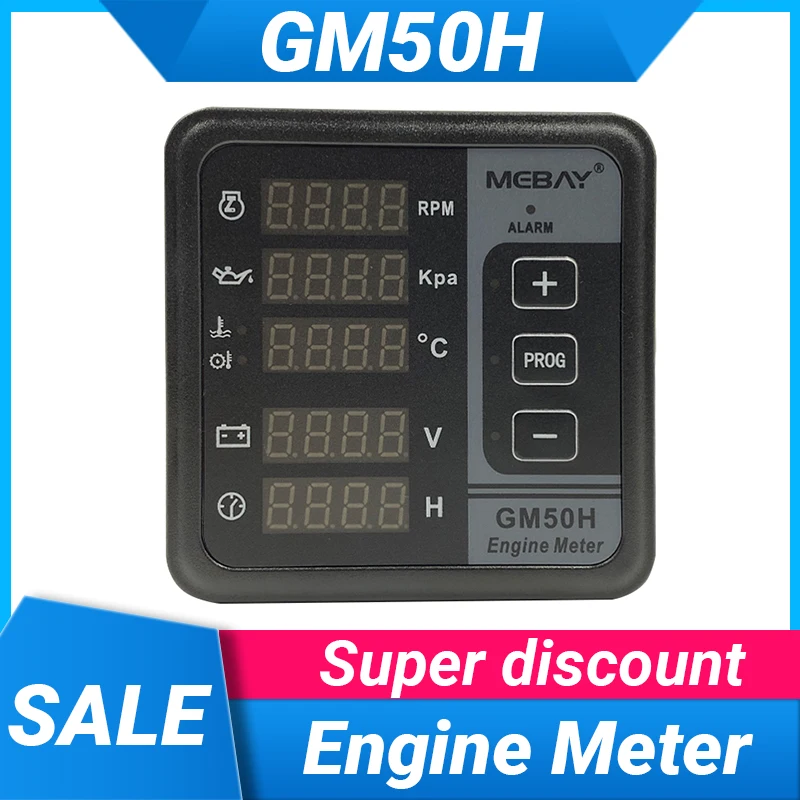 

GM50H MK3 Engine Multi Function Digital Meter Diesel Generator Monitor with water temperature sensor oil pressure sensor