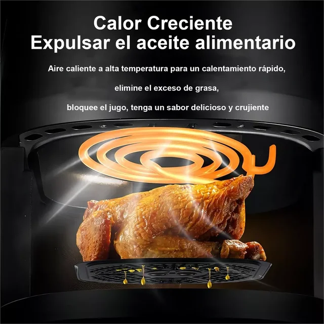 Friggitrice ad aria 1400W 8L senza olio Programmabile per uso domestico Smart LED Touch AirFryer Ciclo termico Forno Fornello Patatine fritte Pollo 5