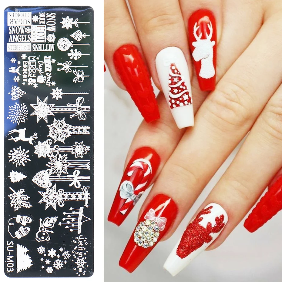 Christmas Nail Stamping Plates Xmas Snowflake Elk Santa Claus Gifts Theme  Pattern Nail Art Image Plates Stencil Tools LESUM01-06 - AliExpress