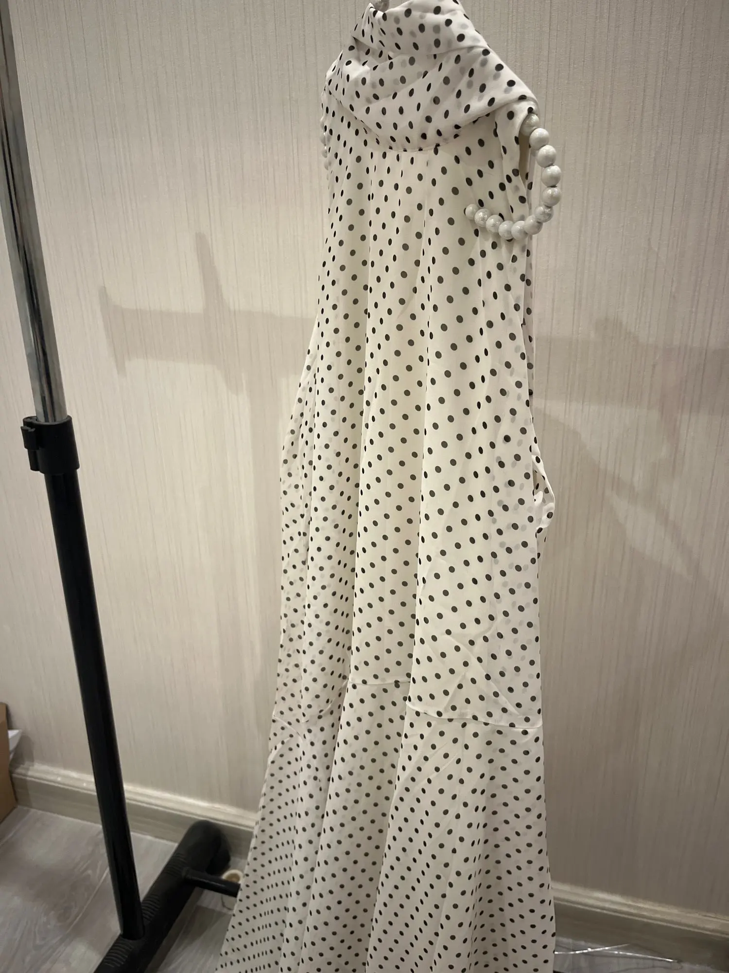 Women's Sleeveless Halter Polka Dot Maxi Dress photo review