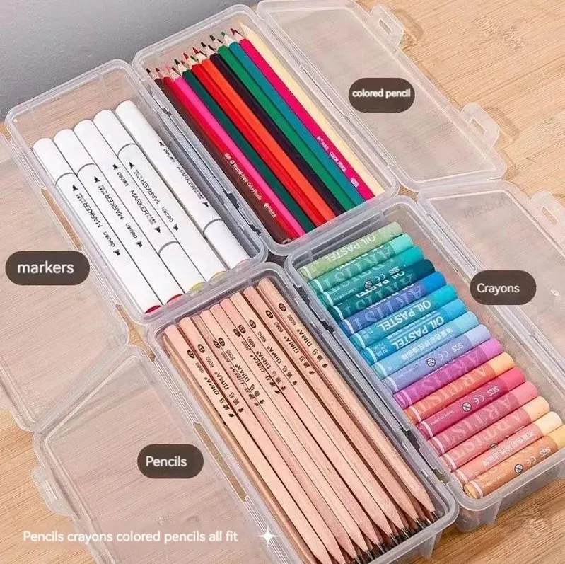 Pencil Cases Stationery Box 1Pcs PP Material Transparent Pencil Case Box Pouch School Case Supplies Storage