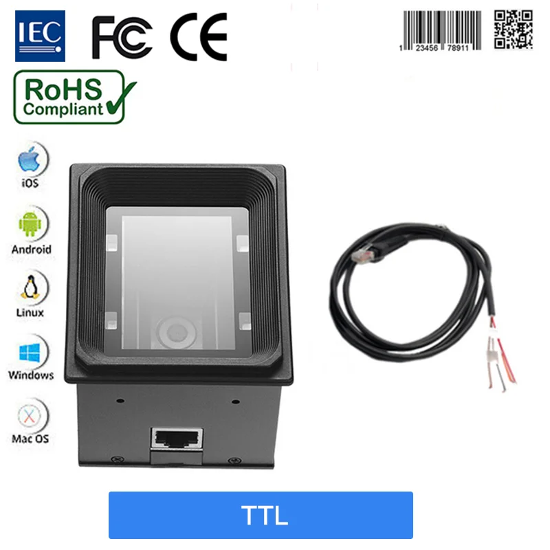 Módulo de escáner de código de barras EP3000, lector integrado de interfaz, Wiegand, RS485, USB, RS232, para quiosco, Control de acceso POS, 2D, QR, 1D