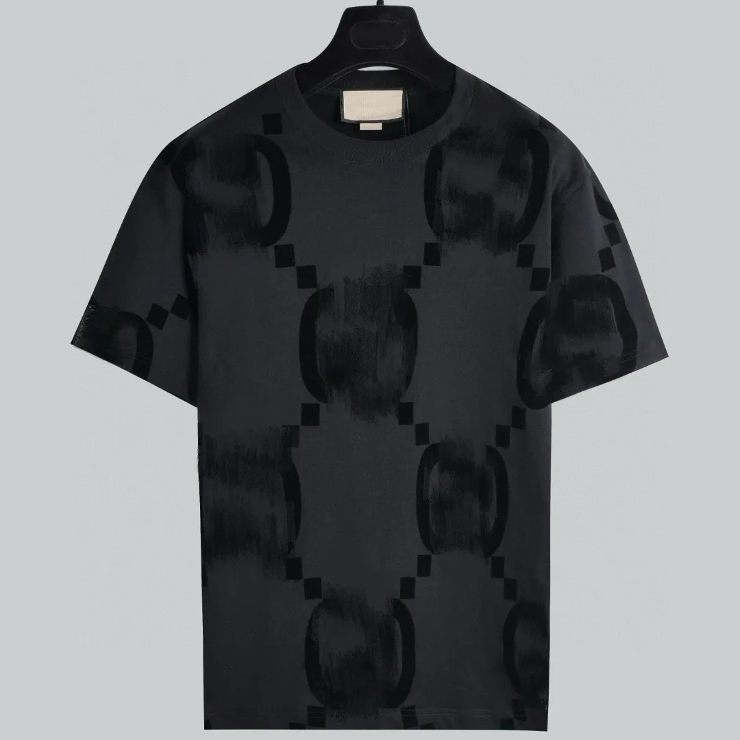 

24SS new street casual loose flocked double G monogram T-shirt ropa hombre