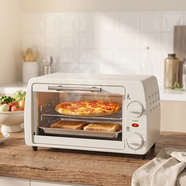 Mini Four Électrique 10L avec Thermostat 230°C, Minuterie 60min, 750W – Petit Four de Table Compact avec Plaque & Grille pour Cuisson, Réchauffage & Grillade 1