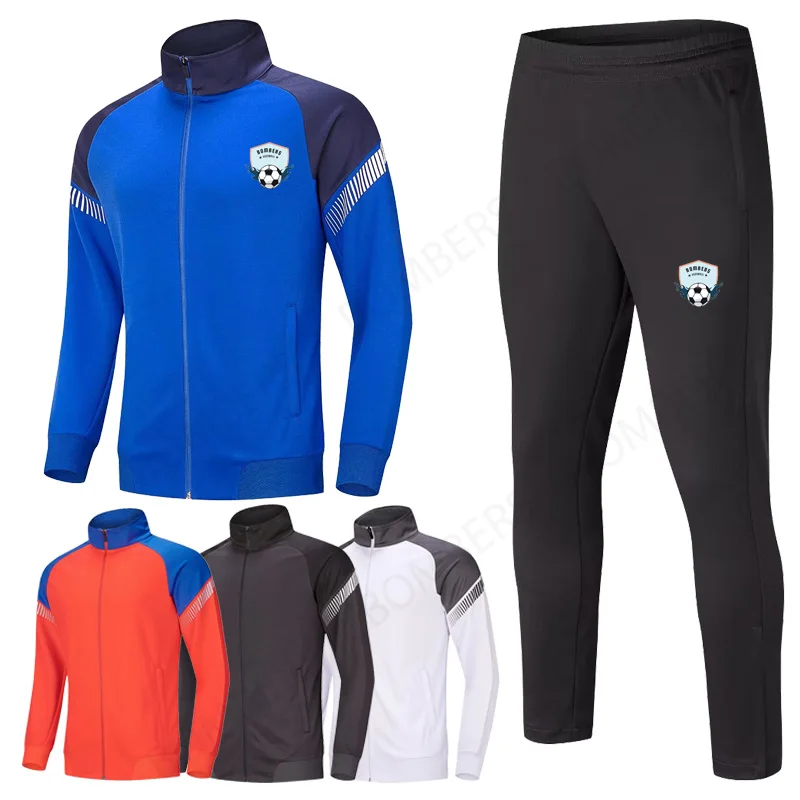 

Football Kid Adult Tracksuit Long zip Short Sleeve Training Suit Soccer Football Jersey Set Sportswear Uniforms DIY Custom