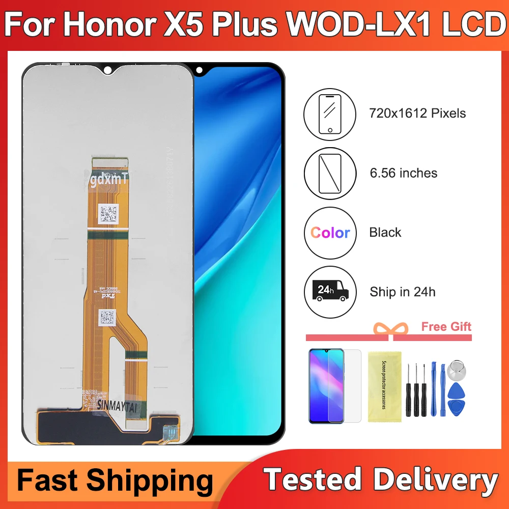 

100% протестированный дисплей для Honor X5 Plus, ЖК-дисплей с сенсорным экраном для HONOR X5 Plus, WOD-LX1, WOD-LX3 дисплей с рамкой