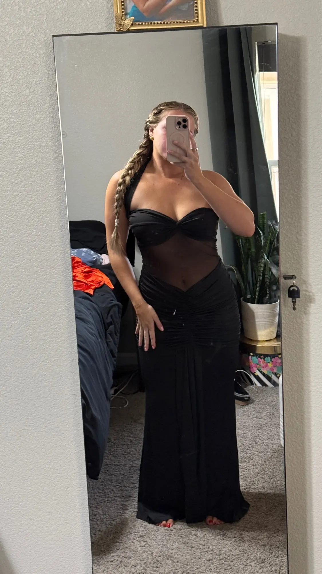 Elegant Backless Halter Mesh Dress - Summer Party Essential photo review