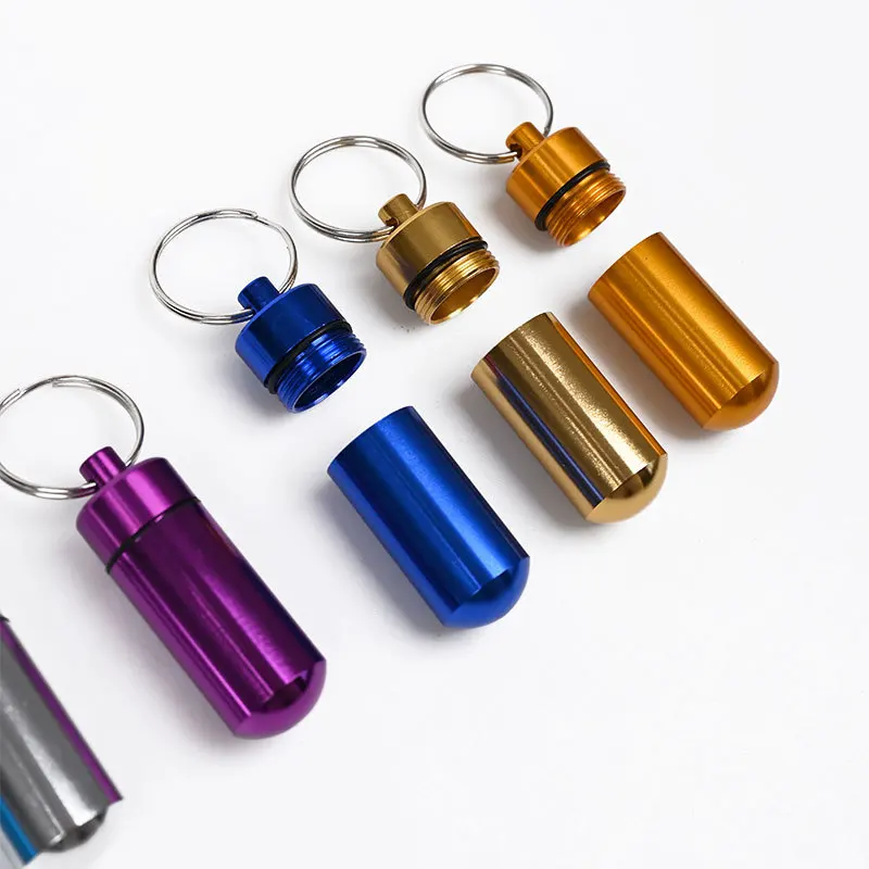 Mini Pill Case Waterproof Medicine Storage Box Container Bottle Holder Keychain Portable Outdoor Metal Pill Box Travel storage box,medicine storage container
