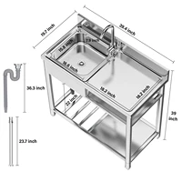 39in Stainless Steel Utility Sink, Outdoor Sink Station with Cabinet 2
