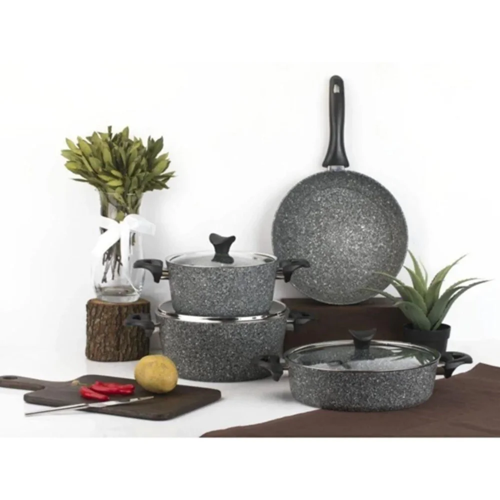 7PiecesGraniteCookwareSetGrayHighQualityCookwareSetModern