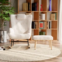 Кресло Anajqaqia, кресло-качалка с подставкой для ног и подголовником, для гостиной, спальни и балкона, флисовая ткань Тедди, белый — изображение 2