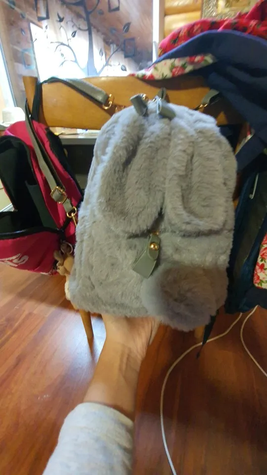 Kawaii Fluffy Backpack with Bunny Ears photo review