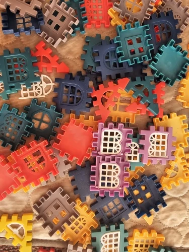 Large scale house building block simulation window design, kindergarten construction, creation photo review