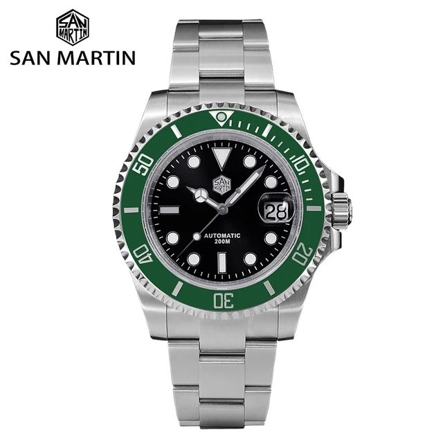 San Martin 41mm Mens Dive Watch Luxury Water Ghost PT5000 SW200 Automatic Mechanical Sapphire Date Cyclops 20Bar BGW-9 Luminous 1