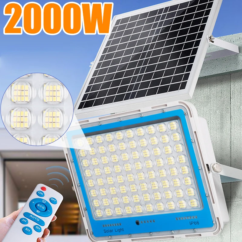 2000W Outdoor Solar Floodlight 1632LED High-Power Ultra Bright Waterproof Remote Control Adjustment Spotlight Courtyard Lighting 2000w outdoor solar floodlight 1632led high power ultra bright waterproof remote control adjustment spotlight courtyard lighting