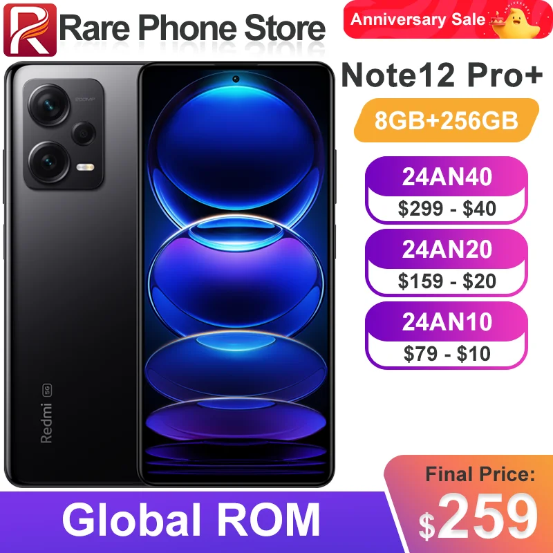 Global Rom Xiaomi Redmi Note 12 Pro + 8Gb + 256Gb 200Mp + 16Mp Fotocamera Mtk Dimensity 1080 6.67 "Schermo Oled Batteria 5000Mah 120W