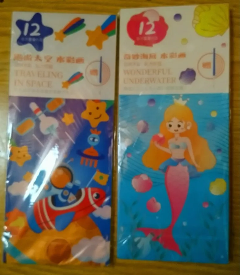 12 hojas/juego de libro de pintura de acuarela portátil, libro para colorear con pincel, libro para niños, imagen de Graffiti, dibujo, papelería photo review