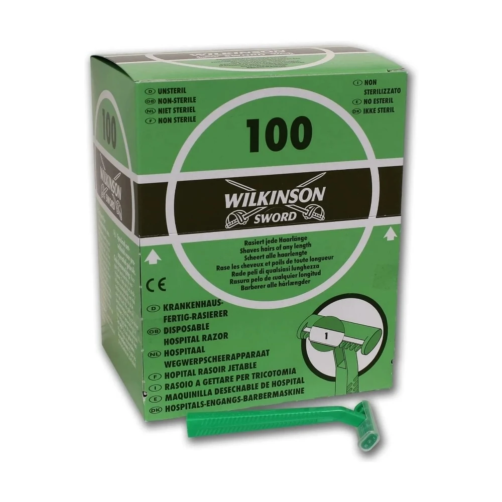 Rasoio Ospedaliero Usa E Getta Wilkinson Sword Per La Rasatura Del Corpo, 1 Scatola 100 Pezzi