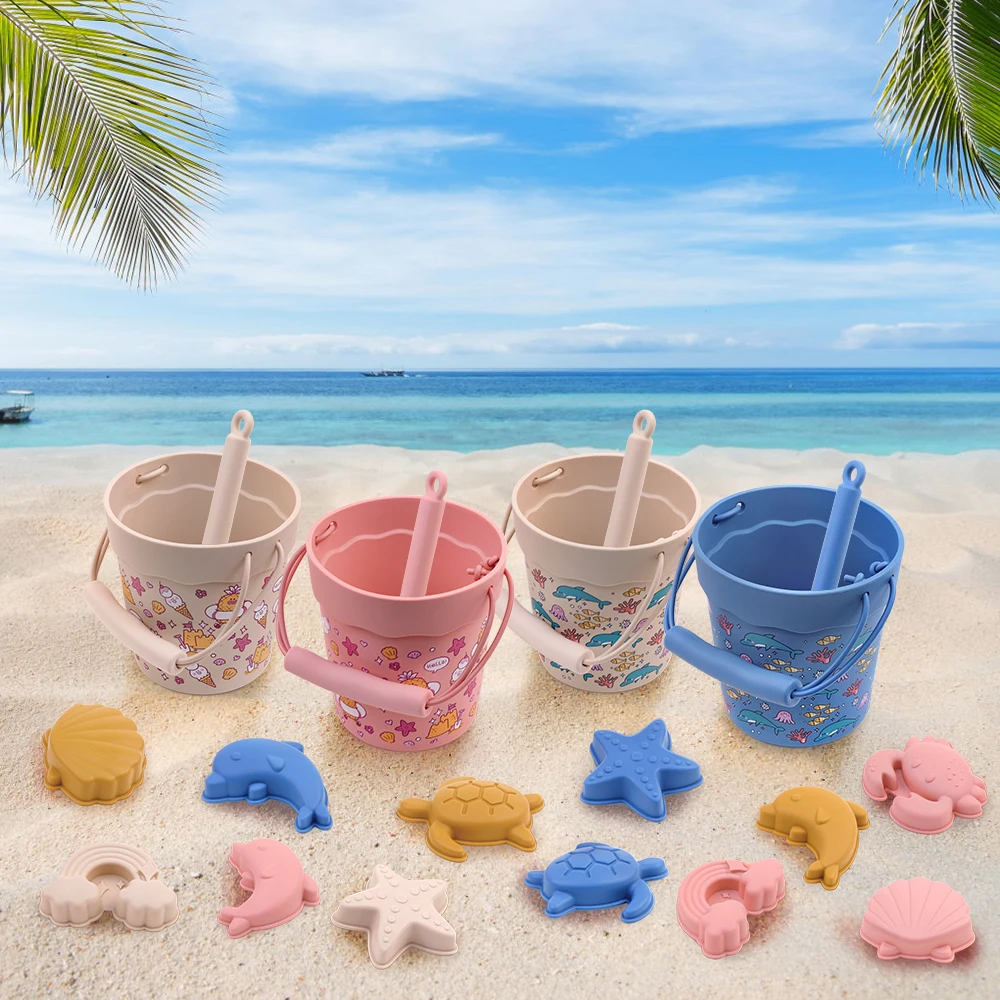 Set 6 giochi da spiaggia per bambini con secchiello e paletta_voghion.com