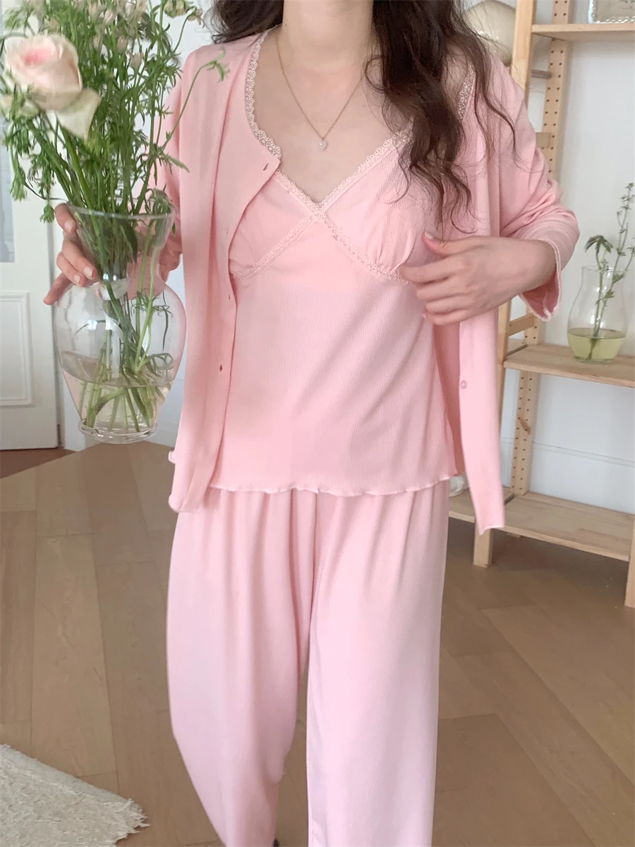 Women's pajama pajamas set, women's pajamas top-to-wear, women's two-piece, women's set, loose thin, homewear, Long Sleevy
