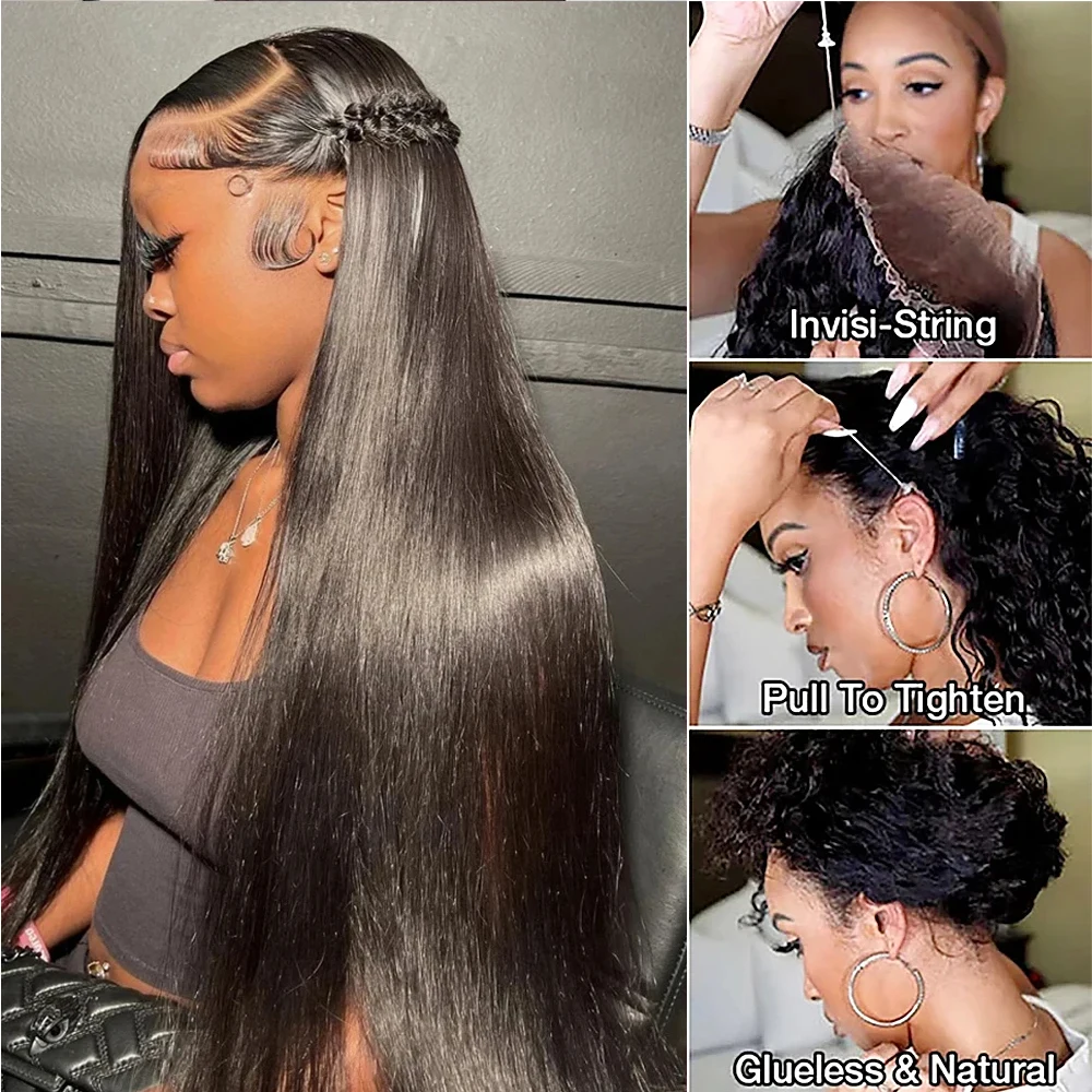 HD Invisi Strap 360 Full Lace Wig Human Hair Preplucked 250 Density Wig Bone Straight 360 Lace Front Wig Glueless Wig Human Hair