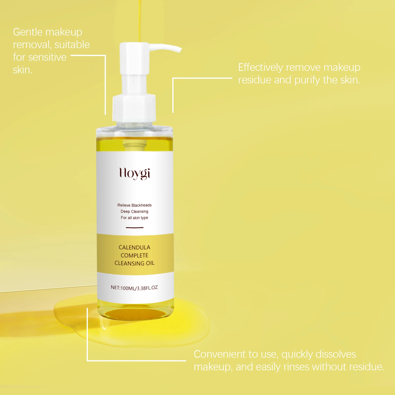 HOYGI Marigold Facial Makeup Remover Oil Cleansing Skin Care Products Smooth Moisturizing Deep Cleaning Face Cleaning Oil 100ml 5