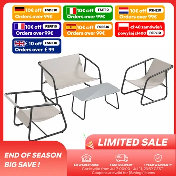 Tavoli da giardino insieme in 4 pezzi, tavolo da campeggio, 1 tavolino aus Geh kutetem Glas, 2 orecchini Einzelst, 1 Doppelstuhl 1