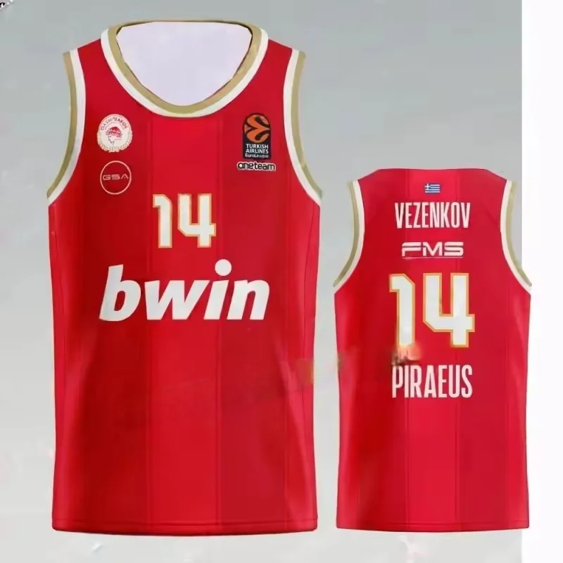 New European Basketball National Team Jerseys Basketball Training Jerseys T-shirt 3D Sports Olympiacos
