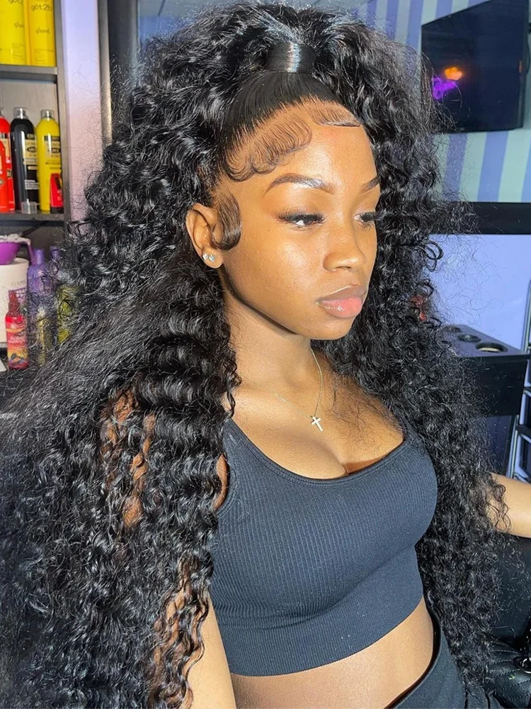 Human Hair Wig Deep Wave Frontal 13x4 Curly Transparent Lace 13x6 Water Wave 180 Density