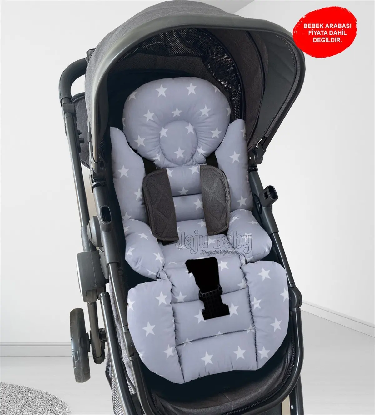 

Handmade Gray Star Baby Stroller Cushion