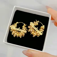 Custom Name Wrap Earrings with Tennis Chain for Women