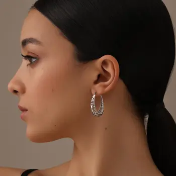 New Fashion Twist Hoop Earrings for Women, Hollow Out Silver Plated Ear Rings, Trendy Simple Jewelry Gifts for Daily Party Wear 1