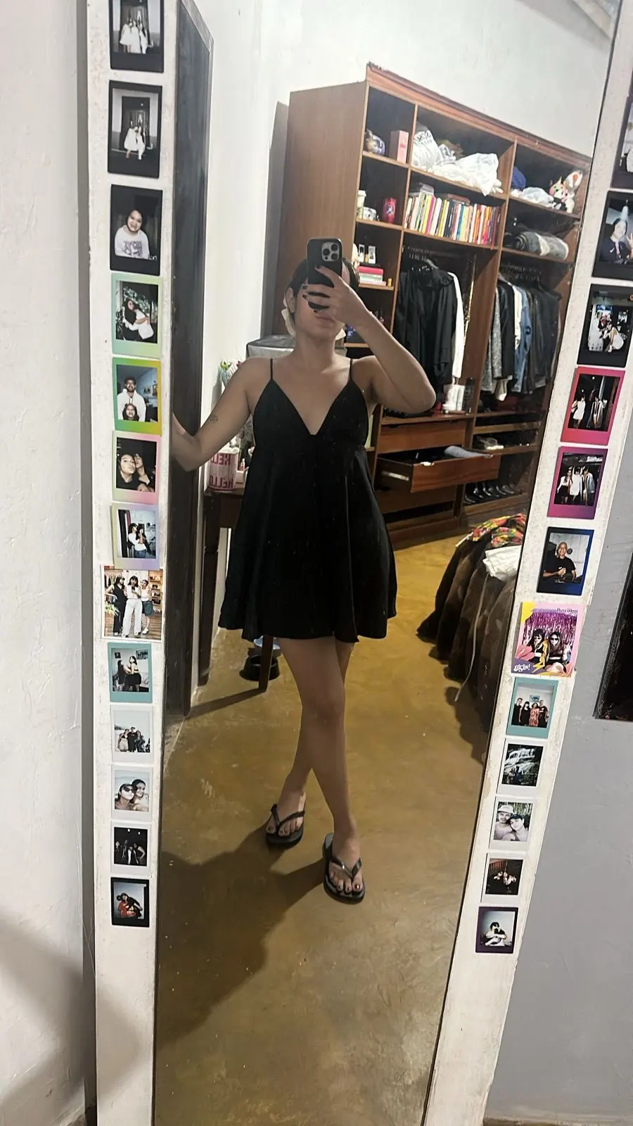 Women's Black Off-Shoulder V-Neck A-Line Dress photo review